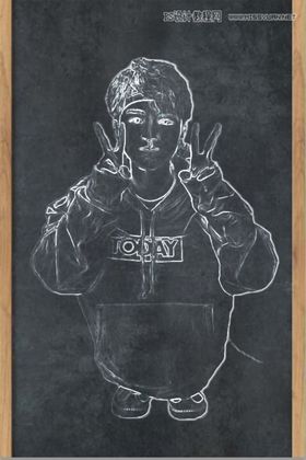 制作真人人像黑板粉笔画效果的P