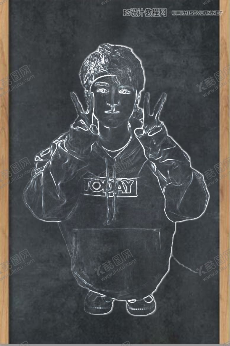 编号：63787210031856083212【酷图网】源文件下载-制作真人人像黑板粉笔画效果的P