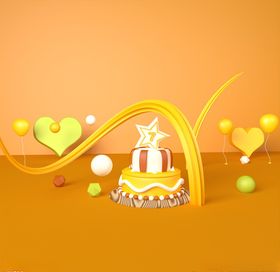 C4D模型生日蛋糕海报电商