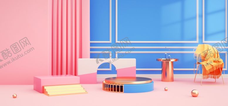 编号：58105709302150393887【酷图网】源文件下载-蓝色场景C4D多形