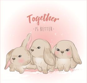 卡通兔子红萝卜T恤图案水果篮动物