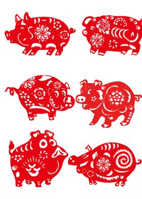中国风节日剪纸画