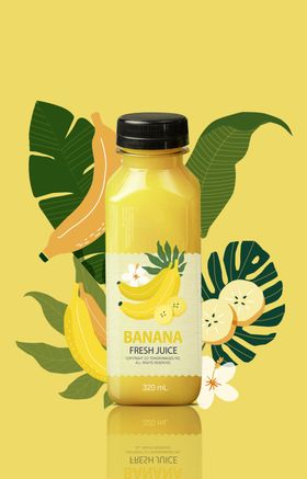香蕉汁水果海报时尚饮料广告设计
