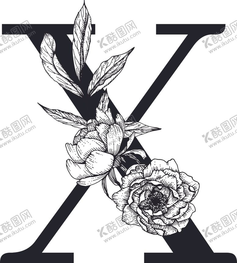 编号：57016310040550363470【酷图网】源文件下载-花卉装饰字母字母X