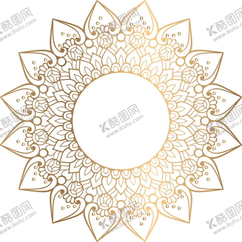 编号：96225102091343509781【酷图网】源文件下载-金色复古花纹透明底免抠图