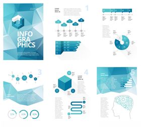 蓝色几何风格数据图表元素