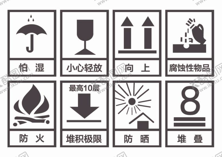 编号：50789609130412334703【酷图网】源文件下载-包装运输警示标志矢量素材
