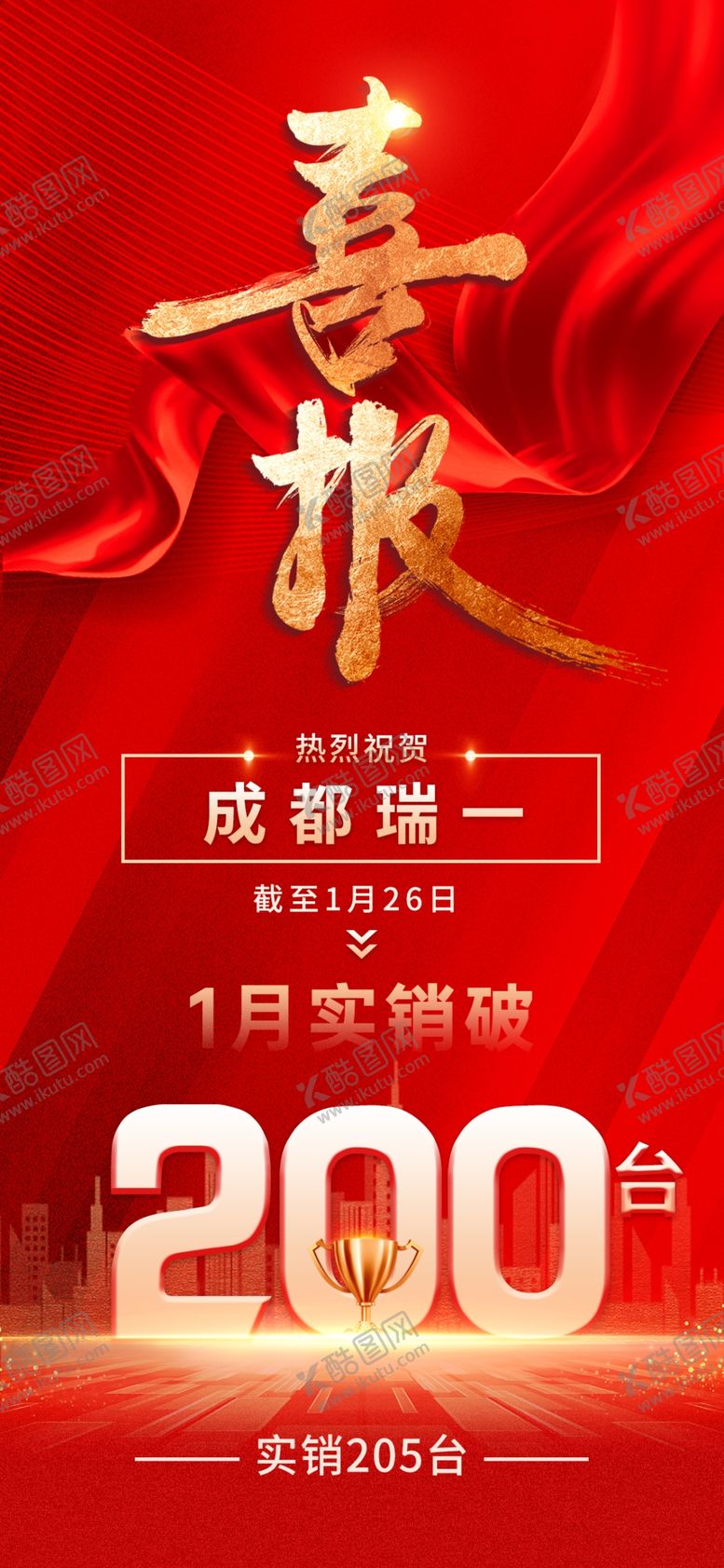 编号：19487711251135432000【酷图网】源文件下载-喜庆喜报业绩突破200