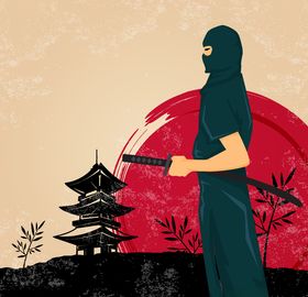 忍者装束蒙面人隐卡通人物