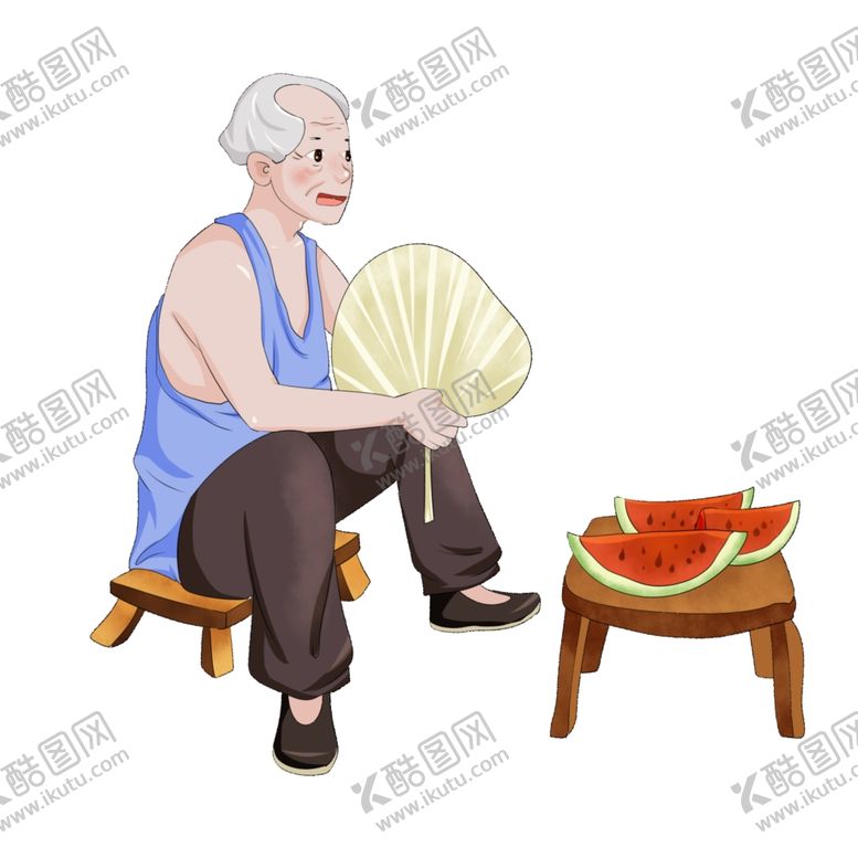 编号：61912606261808337168【酷图网】源文件下载-老爷爷吃瓜立夏素材