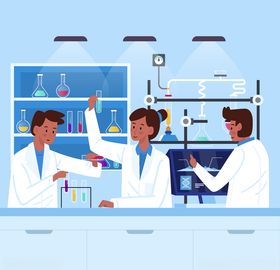 矢量卡通科学实验人物
