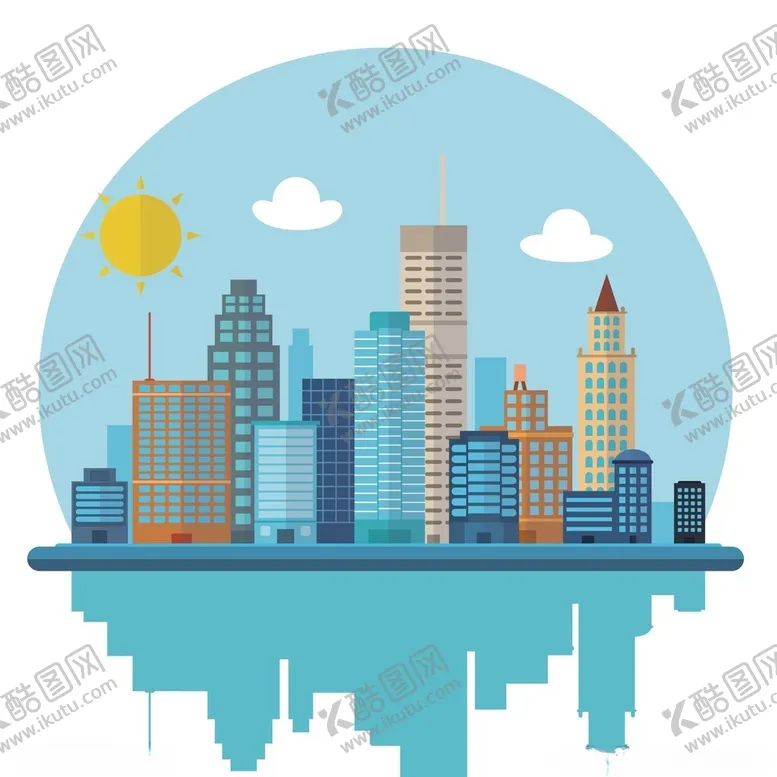 编号：68014103070721155180【酷图网】源文件下载-彩色城市建筑插画剪影素材