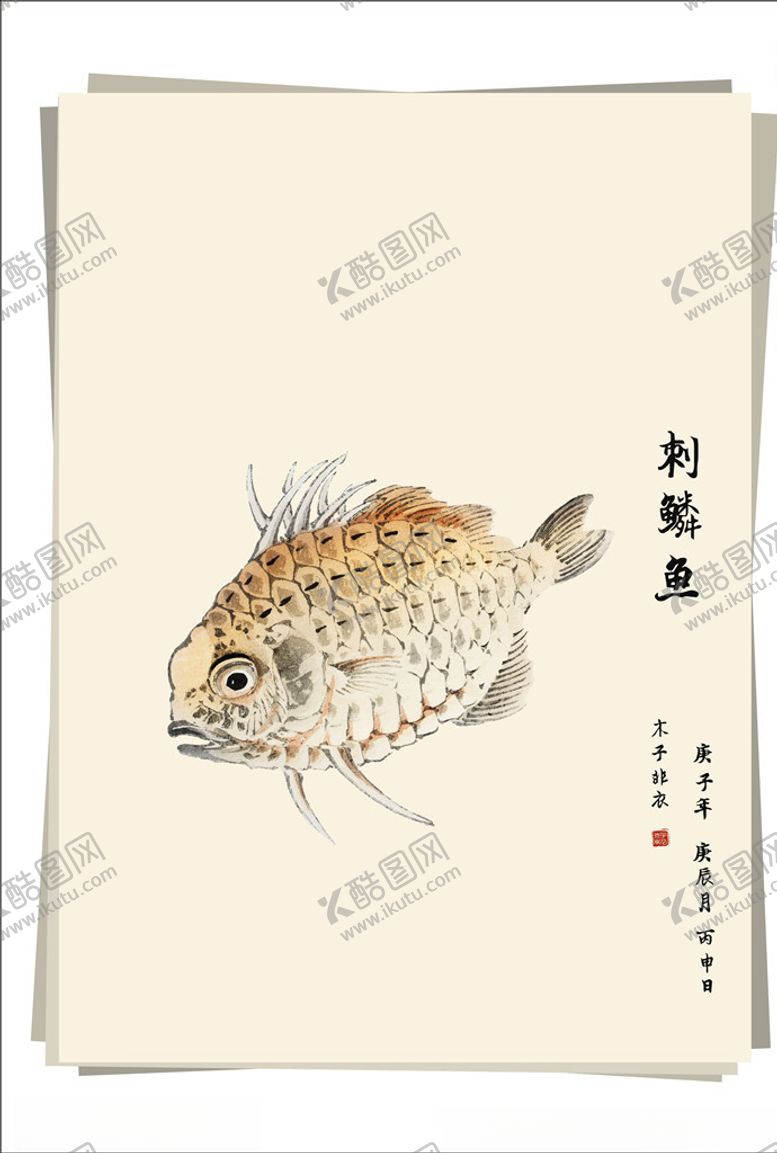 编号：26213110071847556972【酷图网】源文件下载-刺鳞鱼水墨画