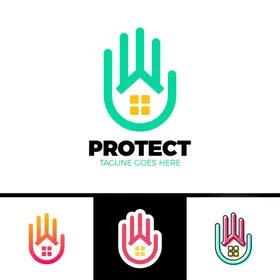 握手手势创意LOGO双标志托图标