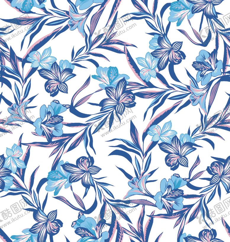 编号：82176204101556153399【酷图网】源文件下载-蓝白花卉图案背景