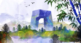 中国风景插画潮展板潮X展架潮