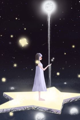 手绘梦幻女孩背景