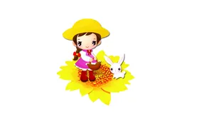 太阳花小兔小女孩