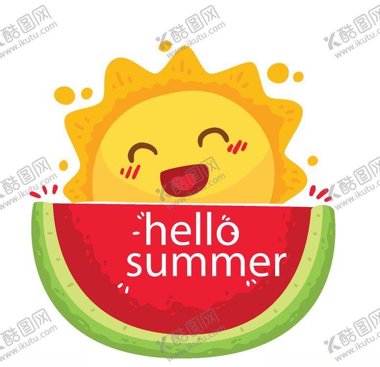 编号：51672410170055582199【酷图网】源文件下载-卡通夏日西瓜太阳