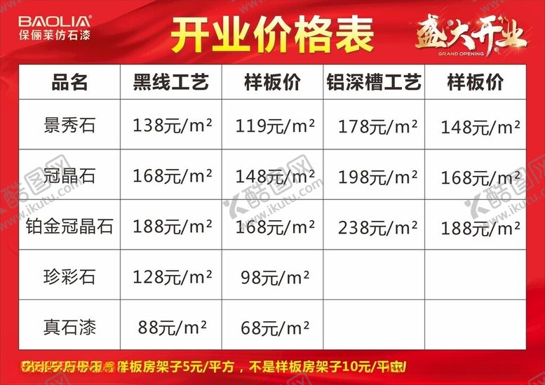 编号：25319902170627108495【酷图网】源文件下载-开业价格表