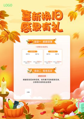 黄色咖啡感恩节简约致谢海报