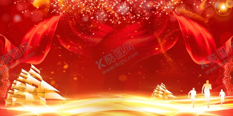 编号：40489306250532047740【酷图网】源文件下载-红色企业年会签到背景海报素材