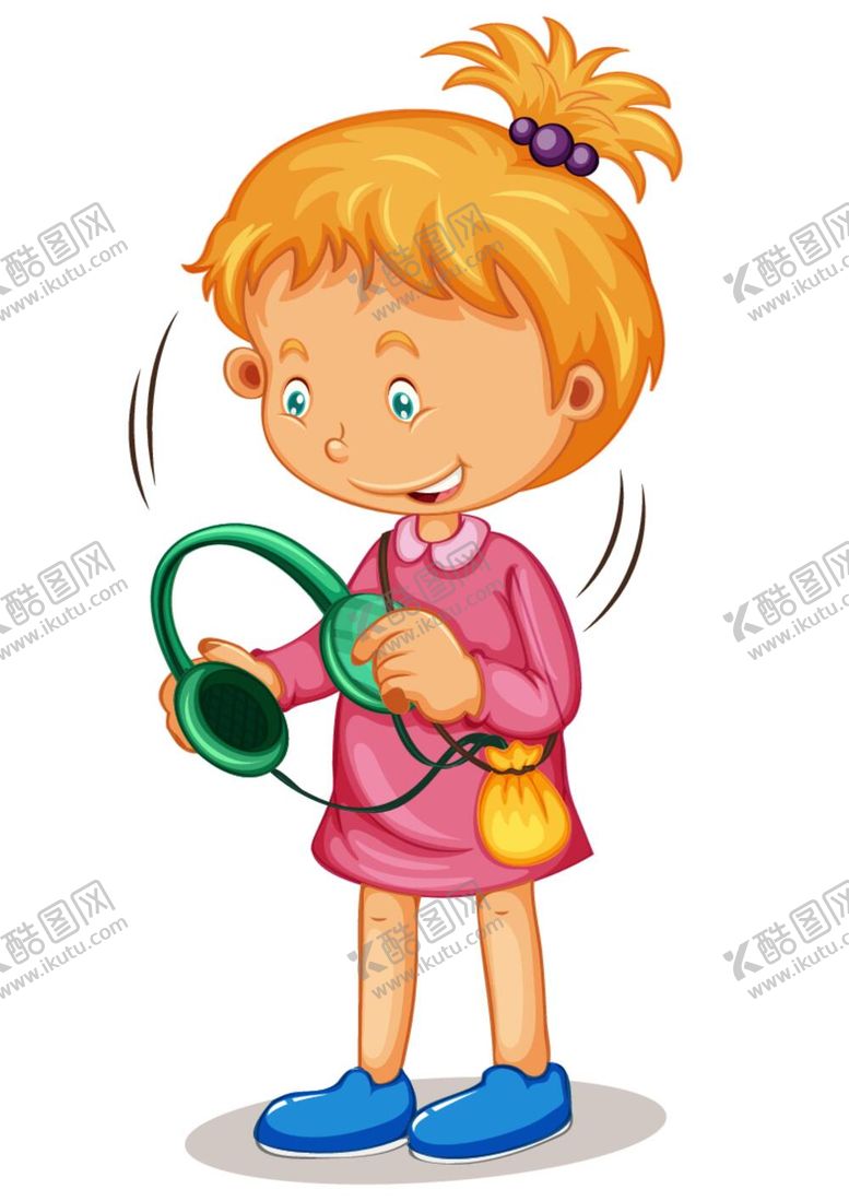 编号：51869612041254532949【酷图网】源文件下载-卡通女孩听音乐