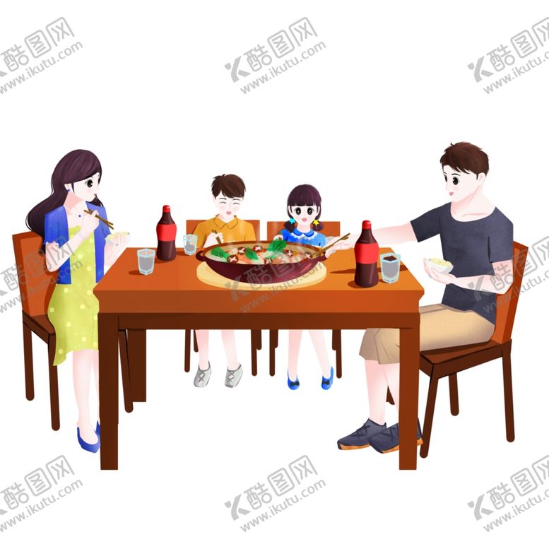 编号：25031109210528311431【酷图网】源文件下载-一家人吃火锅免抠元素