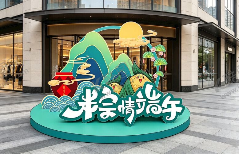 编号：95681405291201028001【酷图网】源文件下载-粽情端午绿色清新商场端午节美陈