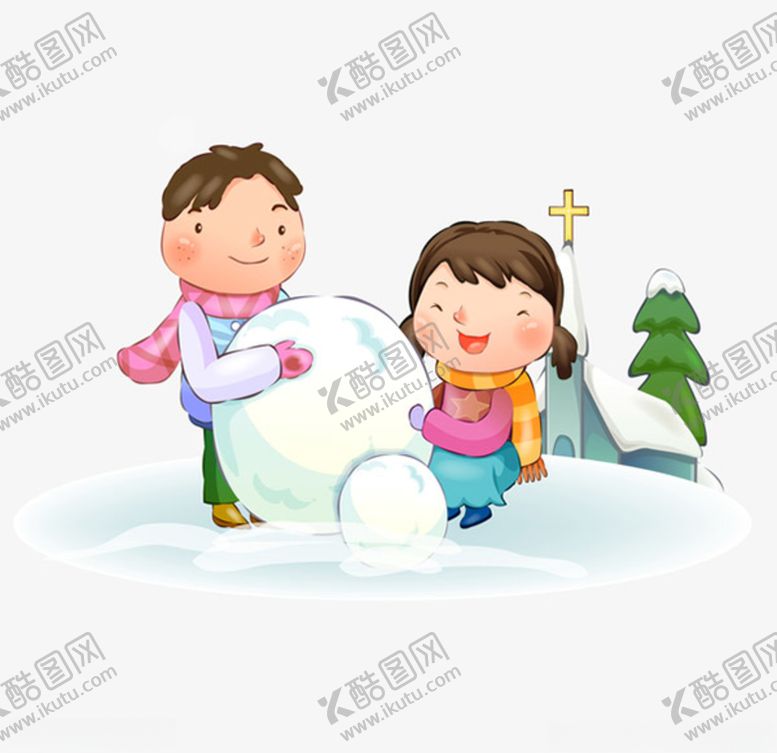 编号：69543605121845474467【酷图网】源文件下载-男孩女孩堆雪人