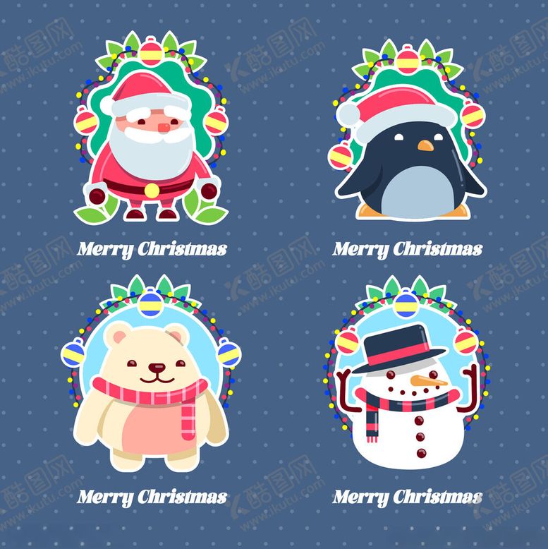 编号：83049612190200285104【酷图网】源文件下载-圣诞可爱动物节日装饰图标
