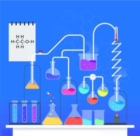 矢量卡通科学实验