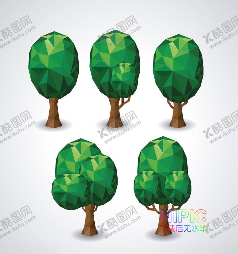 编号：95671304212322076562【酷图网】源文件下载-简笔画lowpoly小树下载