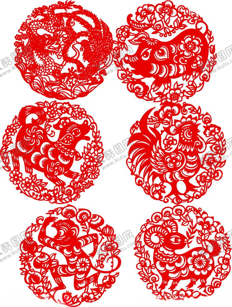 编号：46048111021413347176【酷图网】源文件下载-传统红色剪纸图案集合