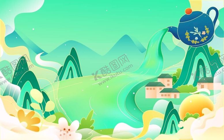 编号：81816206292313155417【酷图网】源文件下载-春日山水间的可爱茶壶景观