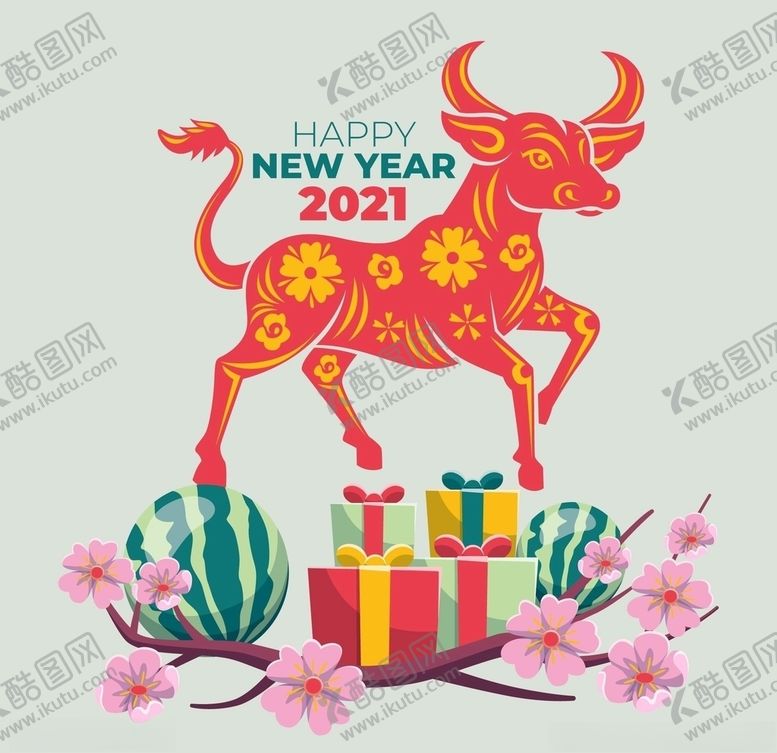 编号：89794109240028281858【酷图网】源文件下载-牛新年展板背景