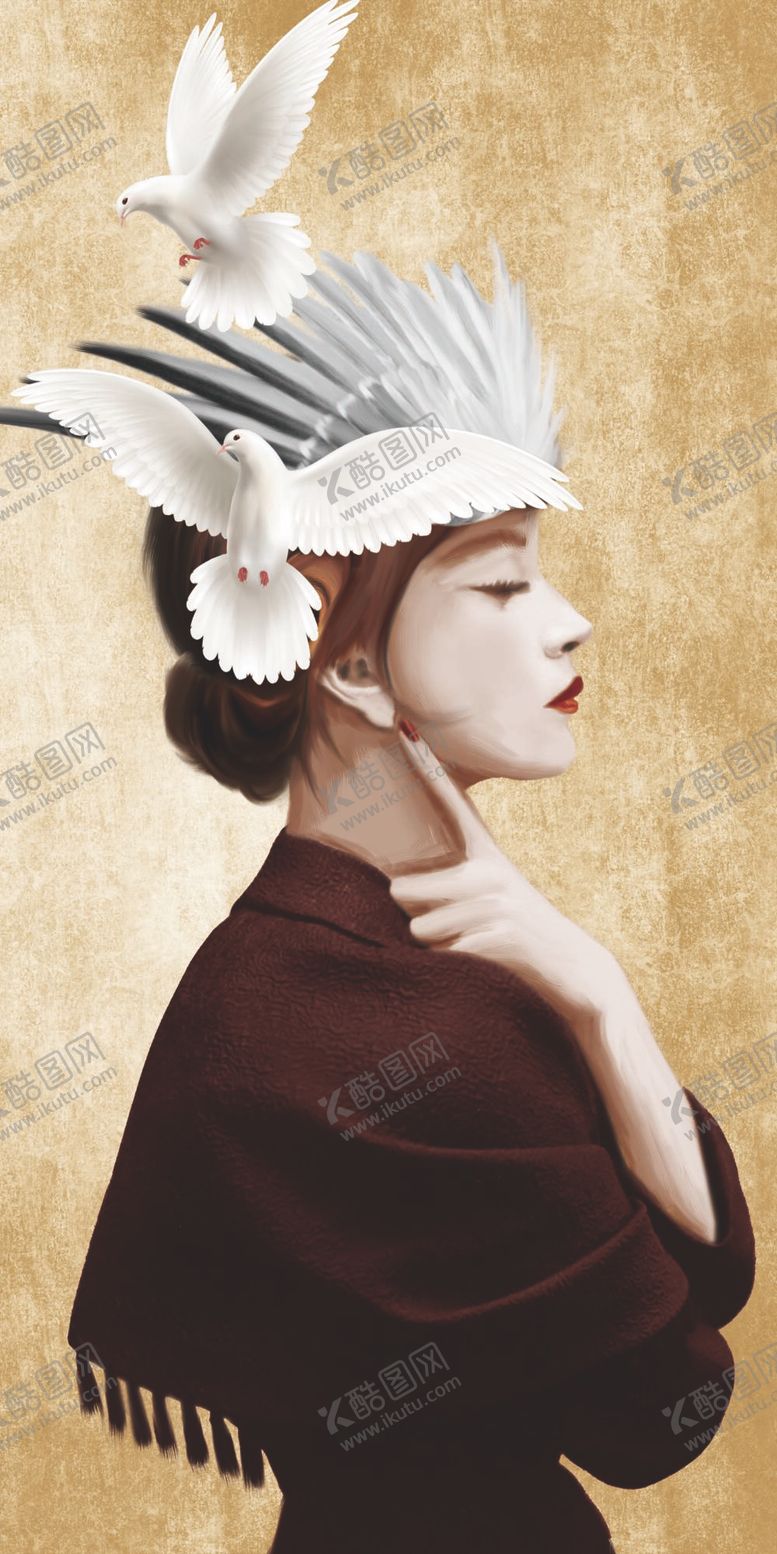 编号：17970611301426528630【酷图网】源文件下载-美女油画