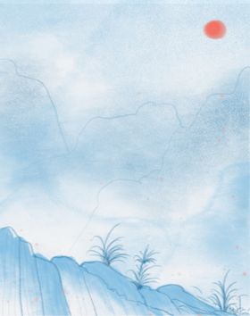 水墨山水画梦幻植物阳光