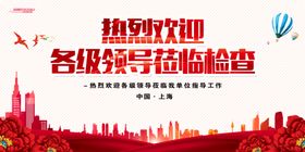 红色热烈欢迎莅临指导展板