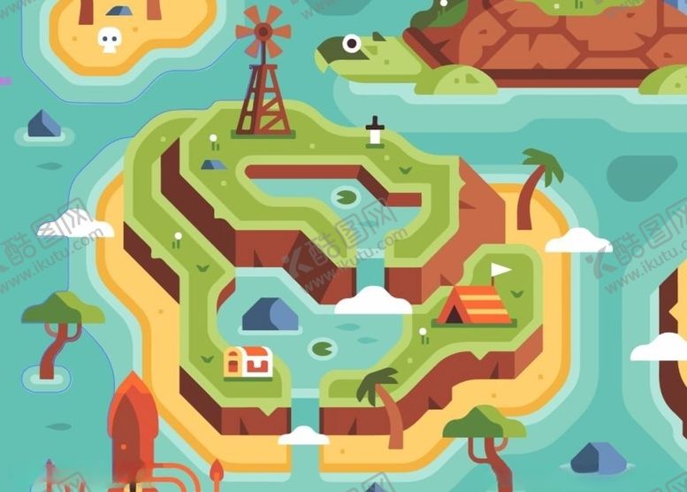 编号：33395009280612281622【酷图网】源文件下载-小岛插画