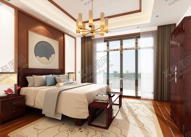 编号：35282209142007066135【酷图网】源文件下载-中式卧室3d模型