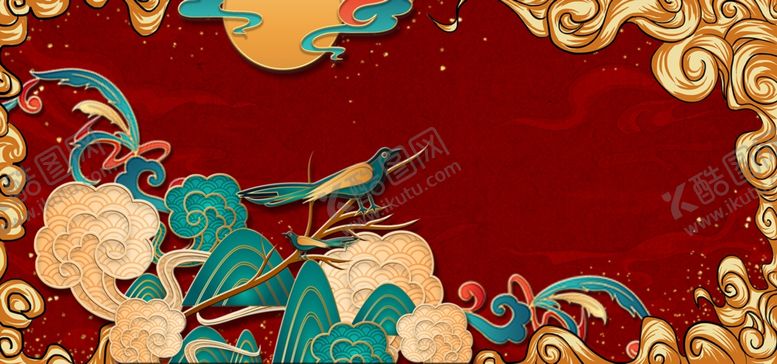 编号：30447406260341585675【酷图网】源文件下载-国风国潮浮雕电商背景