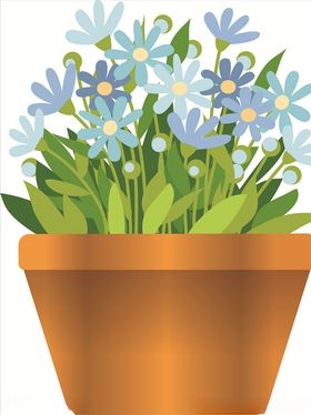 卡通桃花盆栽矢量图