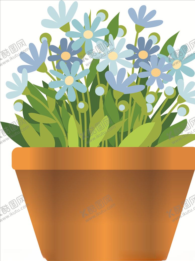 编号：73827710201444571924【酷图网】源文件下载-盆栽小花矢量图