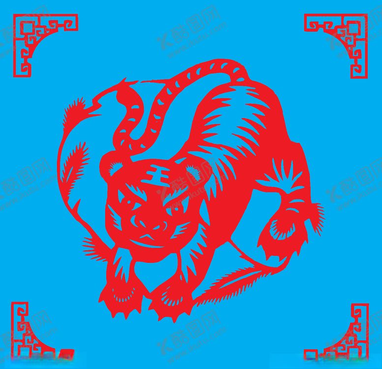 编号：50334909271400136995【酷图网】源文件下载-老虎剪纸