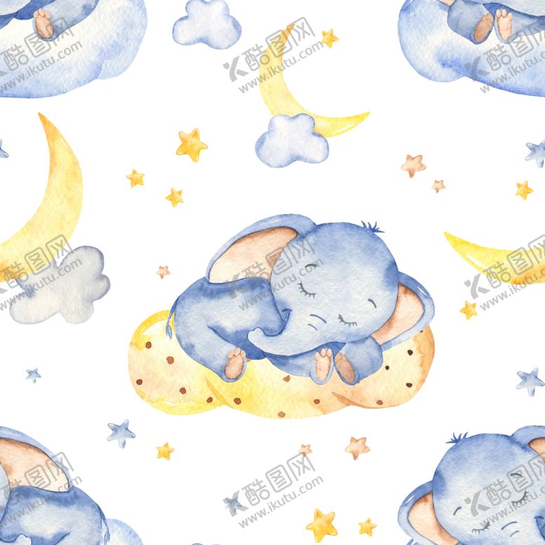 编号：56394309291840027923【酷图网】源文件下载-卡通水彩动物小象