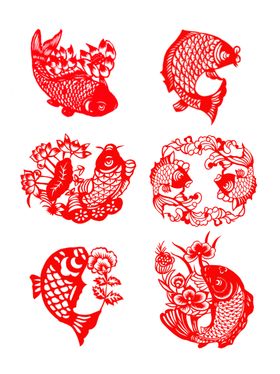 中国风节日剪纸画
