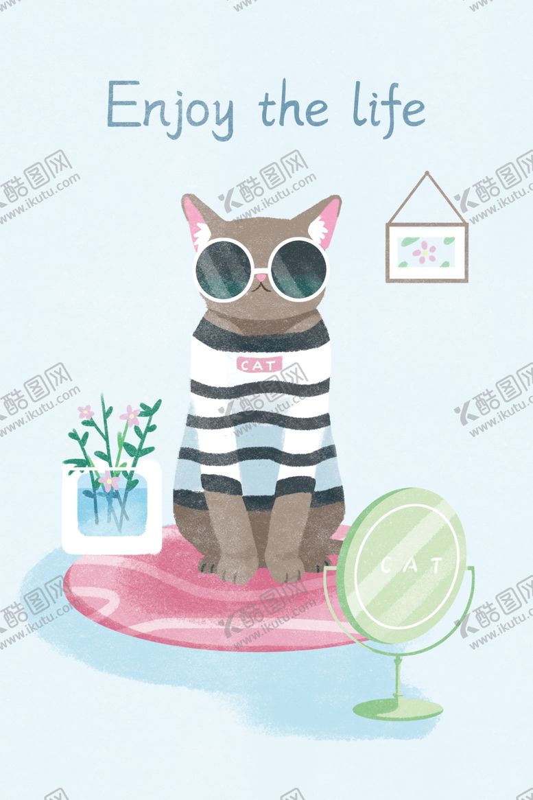 编号：61770806271359089547【酷图网】源文件下载-带墨镜的炫酷小猫