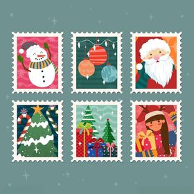 圣诞主题邮票图案设计