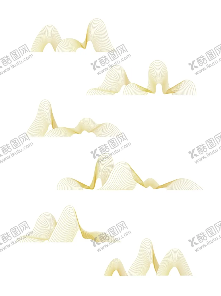 编号：69734109140519376028【酷图网】源文件下载-手绘金色渐变山纹山峰山峦线条装